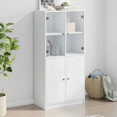 The Living Store Visoka omara z vrati bela 68x37x142 cm inženirski les - Komoda