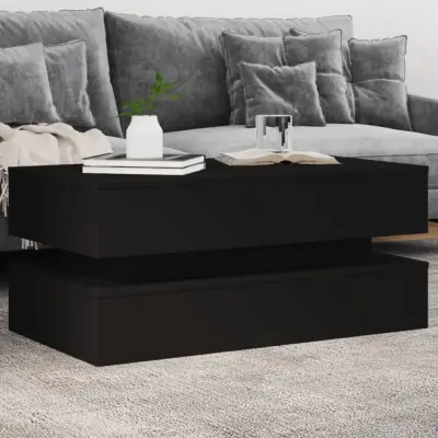 The Living Store Klubska mizica z LED lučkami črna 90x50x40 cm - Klubska Mizica