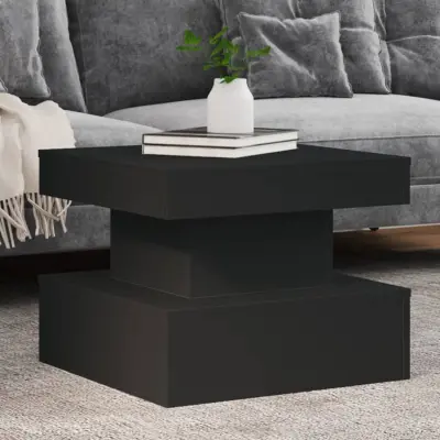 The Living Store Klubska mizica z LED lučkami črna 50x50x40 cm - Klubska Mizica