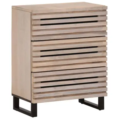 The Living Store Komoda bela 60x34x75 cm trden mangov les - Komoda