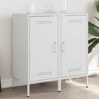 The Living Store Komoda 2 kosa bela 36x39x79 cm hladno valjano jeklo - Komoda