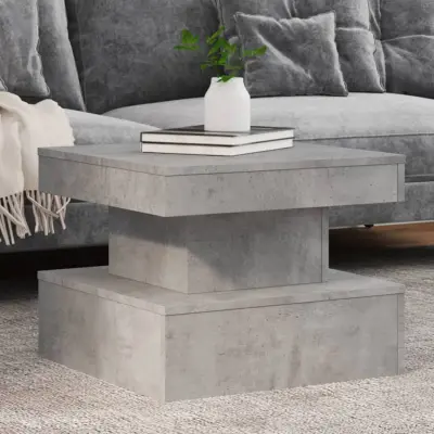 The Living Store Klubska mizica z LED lučkami betonsko siva 50x50x40 cm - Klubska Mizica
