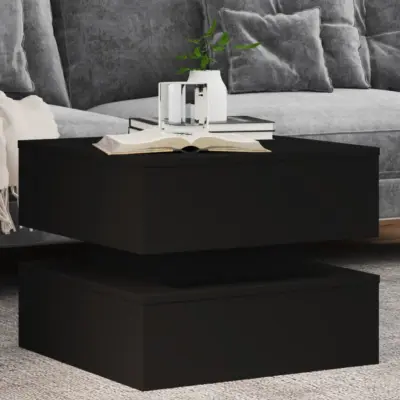 The Living Store Klubska mizica z LED lučkami črna 50x50x40 cm - Klubska Mizica