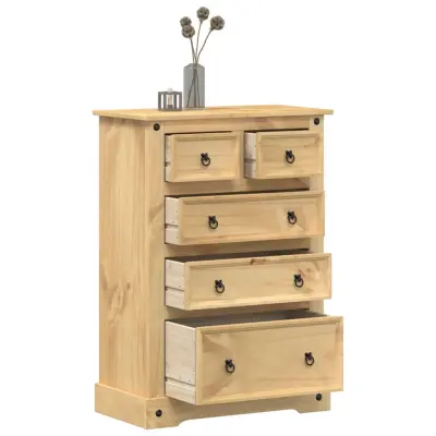 The Living Store Predalnik Corona 80x43x114 cm trdna borovina - Predalnik