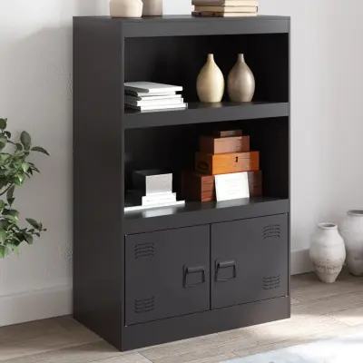 The Living Store Komoda črna 67x39x107 cm jeklo - Komoda