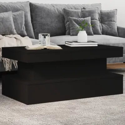 The Living Store Klubska mizica z LED lučkami črna 90x50x40 cm - Klubska Mizica