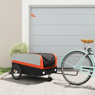 The Living Store Kolesarska prikolica črna in oranžna 45 kg železo - Kolesarska Prikolica