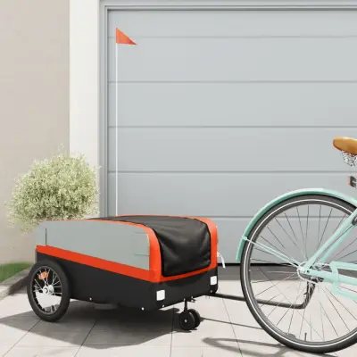 The Living Store Kolesarska prikolica črna in oranžna 45 kg železo - Kolesarska Prikolica