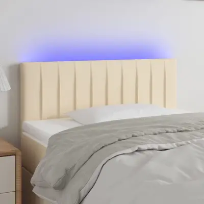 The Living Store LED posteljno vzglavje krem 80x5x78/88 cm blago - LED Vzglavje