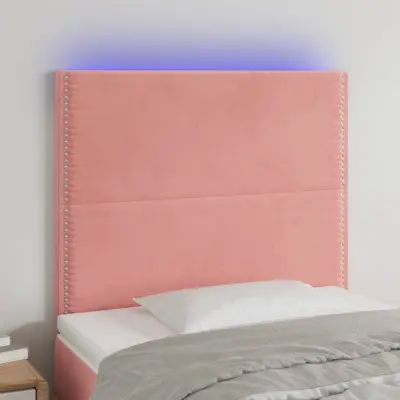 The Living Store LED posteljno vzglavje roza 90x5x118/128 cm žamet - LED Vzglavje