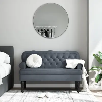 The Living Store Klop z naslonjalom temno siva 119,5x64,5x75 cm žamet - Klop