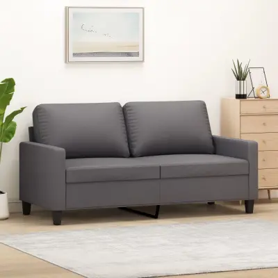 The Living Store Dvosed siv 140 cm umetno usnje - Kavč Dvosed