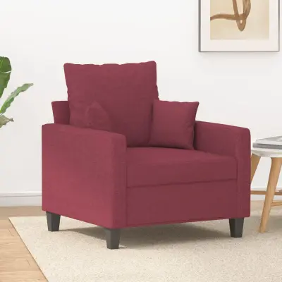 The Living Store Fotelj vinsko rdeč 60 cm blago - Fotelj