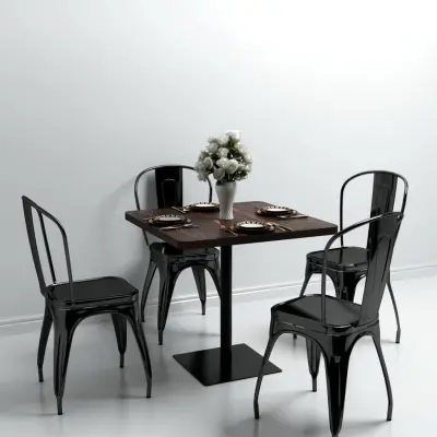 The Living Store Bistro miza iz mediapana in jekla 80x80x75 cm temna jesenovina - Jedilna Miza