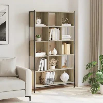 The Living Store Knjižna omara sonoma hrast 102x28x172 cm inženirski les - Knjižna Omara