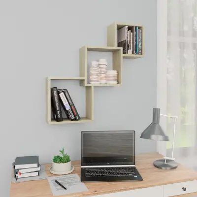The Living Store Vegghyller kubeformet sonoma eik 68x15x68 cm sponplate - Stenska Polica