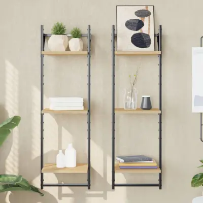 The Living Store Stenske police s prečkami 2 kosa sonoma hrast 30x25x100 cm - Stenska Polica