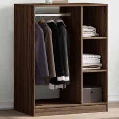 The Living Store Garderobna omara rjavi hrast 77x48x102 cm inženirski les - Garderobna Omara