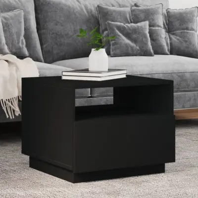 The Living Store Klubska mizica z LED lučkami črna 50x49x40 cm - Klubska Mizica