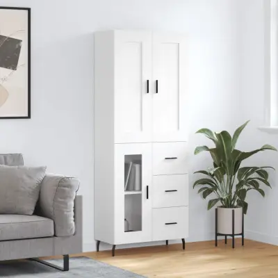 The Living Store Visoka omara bela 69,5x34x180 cm inženirski les - Visoka Omarica