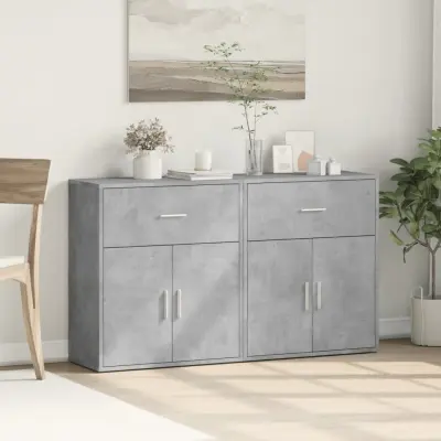 The Living Store Komoda 2 kosa betonsko siva 60x31x70 cm inženirski les - Komoda