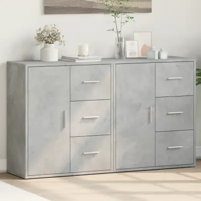 The Living Store Komoda 2 kosa betonsko siva 60x31x70 cm inženirski les - Komoda