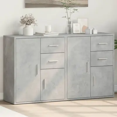 The Living Store Komoda 2 kosa betonsko siva 60x31x70 cm inženirski les - Komoda