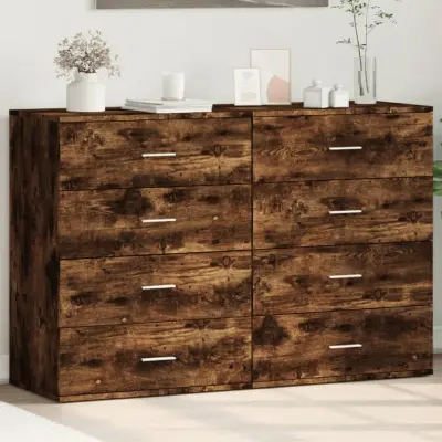 The Living Store Komoda 2 kosa dimljeni hrast 60x39x80 cm inženirski les - Komoda