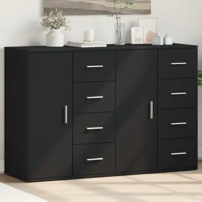 The Living Store Komoda 2 kosa črna 59x39x80 cm inženirski les - Komoda