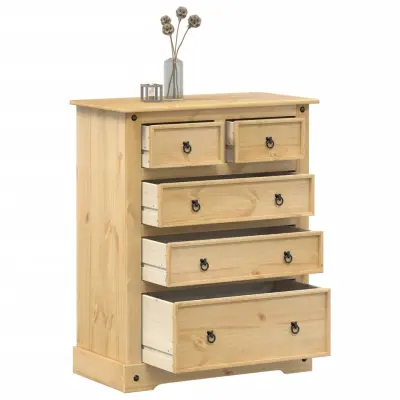 The Living Store Predalnik Corona 92x48x114 cm trdna borovina - Predalnik