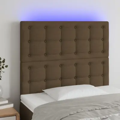 The Living Store LED posteljno vzglavje temno rjavo 80x5x118/128 cm blago - LED Vzglavje