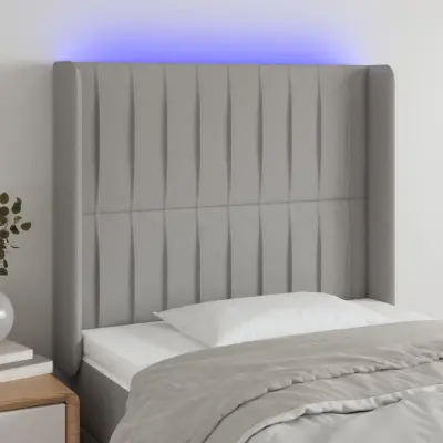 The Living Store LED posteljno vzglavje svetlo sivo 83x16x118/128 cm blago - LED Vzglavje