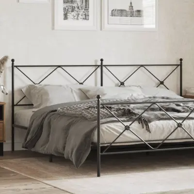 The Living Store Kovinsko posteljno vzglavje črno 193 cm - Vzglavje