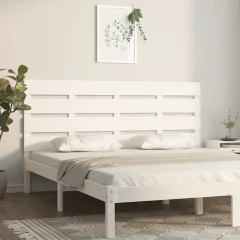 The Living Store Posteljno vzglavje belo 120x3x80 cm trdna borovina - Posteljno Vzglavje