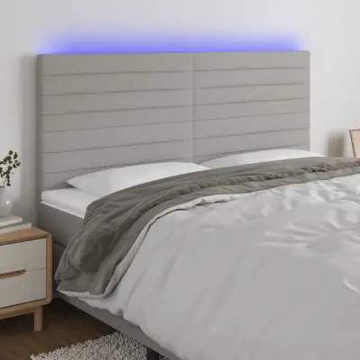 The Living Store LED posteljno vzglavje svetlo sivo 180x5x118/128 cm blago - LED Vzglavje