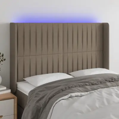 The Living Store LED posteljno vzglavje taupe 147x16x118/128 cm blago - LED Vzglavje