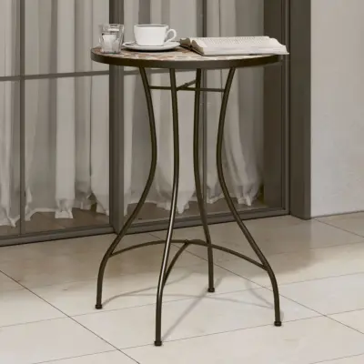The Living Store Bistro mizica z mozaikom terakota in bela Ø50x70 cm keramika - Bistro Mizica Z Mozaikom