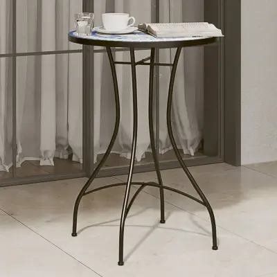 The Living Store Bistro mizica z mozaikom modra in bela Ø50x70 cm keramika - Bistro Mizica Z Mozaikom