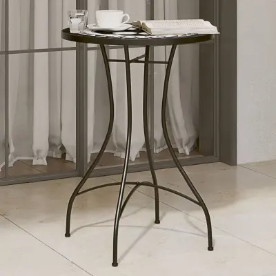 The Living Store Bistro mizica z mozaikom črna in bela Ø50x70 cm keramika - Bistro Mizica Z Mozaikom