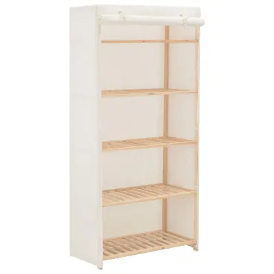 The Living Store Garderobna omara iz blaga 79x40x170 cm bela - Garderobna Omara