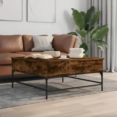 The Living Store Klubska mizica dimljeni hrast 95x95x45 cm inž. les in kovina - Klubska Mizica