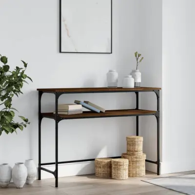 The Living Store Konzolna mizica rjav hrast 100x35,5x75 cm inženirski les - Konzolna Mizica