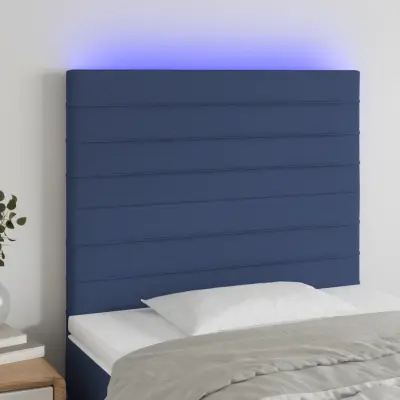The Living Store LED posteljno vzglavje modro 90x5x118/128 cm blago - LED Vzglavje