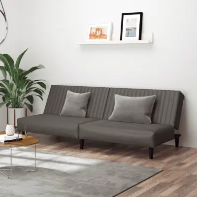 The Living Store Kavč dvosed z ležiščem sivo umetno usnje - Raztegljiv Kavč