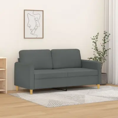 The Living Store Dvosed temno siv 140 cm blago - Kavč Dvosed