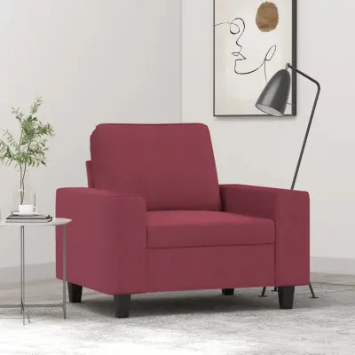 The Living Store Fotelj vinsko rdeč 60 cm blago - Fotelj