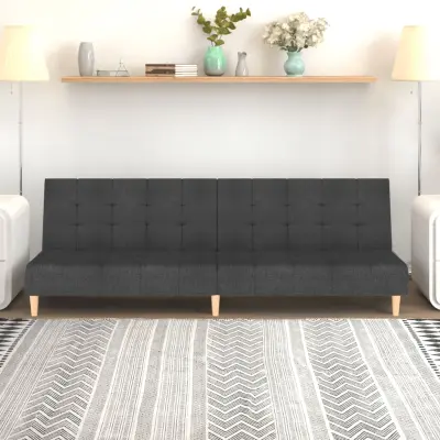 The Living Store Kavč dvosed z ležiščem temno sivo blago - Raztegljiv Kavč