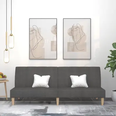 The Living Store Kavč dvosed z ležiščem temno sivo blago - Raztegljiv Kavč