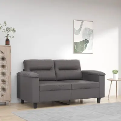 The Living Store Dvosed siva 120 cm umetno usnje - Kavč Dvosed