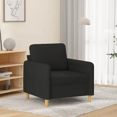The Living Store Fotelj črn 60 cm blago - Fotelj